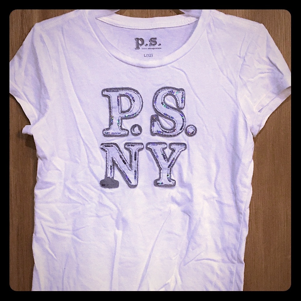 Aeropostale ps White T-shirt with silver sequin